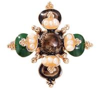 AMUSLESUR Broche Croix Baroque en Perles Broche Décorative pour Vêtements Féminins Style Baroque Fixation Solide pour Femme Anniversaire et Saint-Valentin
