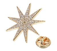 AMUSLESUR Broche Étoile Six Branches en Alliage Doré Cristaux, Épingle pour Vêtements et Paquet à Dos, Accessoire Vintage Rétro pour Femmes, Décoration Chapeau, Bijou Costume Élégant