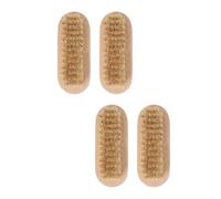 AMUSLESUR Brosse à Ongles Poils Naturels Double Face Manche Bois 3.66X1.30 Pouces 4 Pièces pour Soin des Ongles la Cuisine Salle de Bain