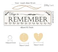 AMUSLESUR Calendrier D'anniversaire en Bois Rappel D'anniversaire et Tranches de Bois Réarrangeables, Plaque Suspendue Beige comme Présent Fête des Pères