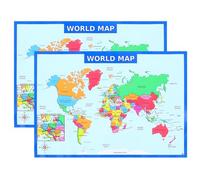 AMUSLESUR Carte Monde en Papier UV Résistant, Design Créatif Affiches Éducatives Lot de 2 Facile à Utiliser pour Garçon et Filles pour L'éducation Préscolaire Décoration de Chambre