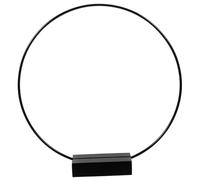 AMUSLESUR Cercle Floral Métal Noir 20 Cm X 3 Mm avec Socle en Bois Foncé, Centre de Table Mariage DIY, Accessoire de Fête et Décoration de Table Multifonctionnelle pour Événements