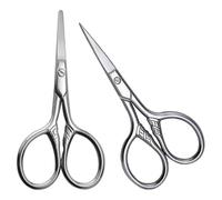 AMUSLESUR Ciseaux à Sourcils en Acier Inoxydable 2pcs pour Homme, Coupe Précise et Prise en Main Confortable, Outil de Beauté pour Tailler Sourcils et Moustache