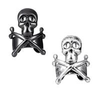 AMUSLESUR Clips D'oreilles en Cuivre Forme Crâne 2pcs Non Percées Punk Gothique pour Homme et Femme Design Clip-on Délicat et Créatif