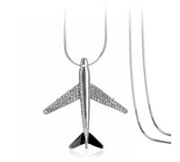 AMUSLESUR Collier avec Pendentif Avion Argent pour Femme Design Élégant Accessoire de Mode pour Soirées et Occasions Spéciales