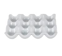 AMUSLESUR Coquetier Céramique Blanc Design Rainuré, Plateau à Œufs pour Congélateur Anti-collision et Léger, pour Road Trip ou Pique-niques