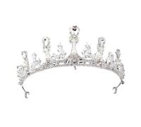 AMUSLESUR Couronne de Cristal Argentée en Alliage Léger Non Déformable pour Mariage et Photo, Diadème Décoré de Strass Élégant pour Mariée, Accessoire Cheveux Créatif