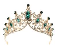 AMUSLESUR Couronne de Mariée en Alliage et Cristaux Verts, Diadème Léger et Confortable, Accessoire Cheveux Mariage pour Cérémonie et Photos, Tiare de Fille Décorative