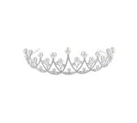 AMUSLESUR Diadème à Texture Dure Bandeau Élégant Argenté en Alliage de Zinc Cristaux et Perles Couronne Raffinée Mariée pour Mariage et Fêtes pour Dames