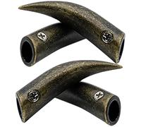 AMUSLESUR Embouts de Lacets en Métal Faciles à Installer, Finition Antique Unique Forme Corne de Bœuf 4 Pièces pour Cordons et Lacets de Chaussures Adultes