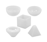 AMUSLESUR Ensemble de 4 Moules en Silicone Blanc pour Décoration de Gâteau et Savonnette, Facile à Utiliser, Flexible, Formes Variées Pyramide, Cube, et Brique Océan