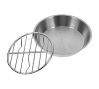 AMUSLESUR Ensemble Plaque de Cuisson Ronde en Acier Inoxydable 304 avec Grille de Refroidissement, Résistance la Rouille, pour Barbecue et Usage Domestique