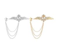 AMUSLESUR Épingle Décorative en Alliage et Cristal Motif Étoile et Ailes D'ange, 2 Pièces, Accessoire Élégant pour Décorer Costumes et Écharpes