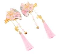 AMUSLESUR Épingles à Cheveux Japonaises Décoratives Lot de 2 à Pompons et Fleurs Rose en Matériau Solide pour Femmes et Filles Accessoires de Coiffure Plusieurs styles