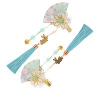 AMUSLESUR Épingles à Cheveux Japonaises Forme Fleur et Éventail en Alliage et Résine 2pcs Accessoires Élégants pour Coiffure Kimono, pour Photos et Tenue Traditionnelle