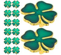 AMUSLESUR Épinglette Trèfle à Quatre Feuilles pour Femmes et Hommes Fermoir Magnétique Solide en Fer Émaillé Vert, Design Élégant pour Occasions Formelles et Mariages, Lot de 20 Pièces