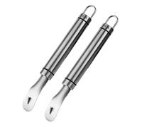 AMUSLESUR Éplucheur de Fruits Ménager en Acier Inoxydable 2pcs, Outil la Cuisine Pratique Rangement, Ne Blesse Pas les Mains, pour Éplucher Oranges et Agrumes