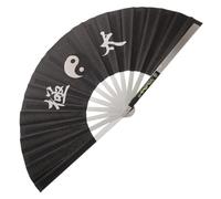 AMUSLESUR Éventail de Tai Chi en Acier Inoxydable Noir, Pliant et Décoratif, Facile à Ranger, pour Danse et Performances de Groupe D'garçon et Filles
