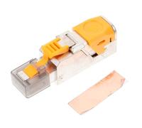 AMUSLESUR Fiches de Connecteurs Rj45 Blindées, Connecteur Ethernet Cat 8 sans Outil, Pass-through, Plaqué Or, Jaune, Alliage de Zinc Abs Cuivre, pour Câble Réseau Ethernet, Résistant