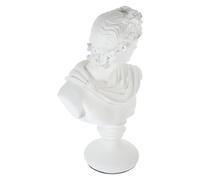 AMUSLESUR Figurine de Buste D'apollon en Résine Blanche, Style Européen Classique, Décoration de Table Compacte et Résistante aux Fissures, pour Étagère ou Bureau