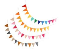 AMUSLESUR Guirlande de Fanions Triangulaires en Feutrine Décorative Suspendue, 4 Sets pour Décoration Anniversaire sur Murs et Portes, Coloris Variés et Style Unique