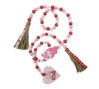 AMUSLESUR Guirlande Décorative en Perles de Bois et Pompons Saint-Valentin Lot de 2 Pièces Corde en Chanvre Décoration Romantique Polyvalente pour Maison Restaurant Bar