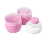 AMUSLESUR Houppette en Peluche Rose pour Bébé Distribution Uniforme de Poudre Opération Main Forme Ronde Lot de 2 Après le Bain