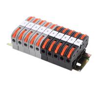 AMUSLESUR Kit de Borniers sur Rail Din 10 Voies Barrette de Connexion Repérage, Acier Inoxydable et Abs, Installation Sécurisée pour Fils 28-12 Awg en Usage Industriel