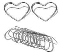 AMUSLESUR Lot de 10 Porte-Cartes de Menu en Métal Argenté Forme Double Cœur, Support de Carte de Table Multifonction pour Mariage, Porte-Photos et Clips D'affichage Photo Décoratifs