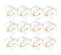 AMUSLESUR Lot de 12 Bracelets Chapelet Catholique en Perles Croix, Mini Chapelet de Prière pour Événements Festifs comme Mariage et Baptême, Présent Religieux