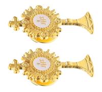 AMUSLESUR Lot de 2 Broches de Croix Chrétienne, Épingles Décoratives pour Baptême et Cérémonies, Accessoires pour Vêtements Féminins, Insignes Religieux Élégants et Symboliques