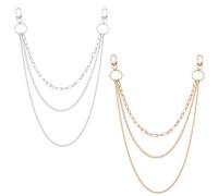 AMUSLESUR Lot de 2 Chaînes de Taille en Métal Rétro Multicolores Doré et Argenté, Ceinture Chaîne Femme Multi-couches à Anneaux Géométriques, Accessoire Mode pour Robe et Fête Plage