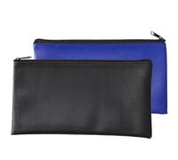 AMUSLESUR Lot de 2 Pochettes en Cuir Étanches Fermeture Éclair, Grosse Capacité, Résistantes à L'usure Chocs, pour Usage Quotidien et Voyage D'affaires