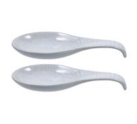 AMUSLESUR Lot de 2 Repose-cuillères en Céramique Bleu pour Plaque de Cuisson, Style Rétro Européen, Accessoire la Cuisine Pratique pour Comptoir Large Support pour Cuillères et Baguettes