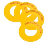 AMUSLESUR Lot de 4 Autocollants d'Arrêt d'Urgence 62 MM Polypropylène Étiquettes Adhésives de Sécurité Industrielle pour Machines Panneaux d'Arrêt d'Urgence Résistants et Visibles