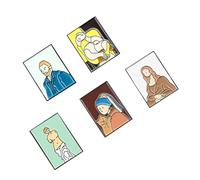 AMUSLESUR Lot de 5 Broches Décoratives en Alliage Émaillé Peint à L’huile, Style Dessin Animé Personnages Célèbres, Accessoires de Costume Féminins pour Usage Quotidien et Présents Élégants