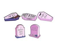 AMUSLESUR Lot de 5 Broches Gothiques en Alliage Rose Forme Tombeau pour Femmes, Épingles à Boutonnière Élégantes Adaptées aux Banquets et Prix de Jeux Plusieurs styles