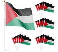 AMUSLESUR Lot de 50 Mini-drapeaux Palestiniens à Main en Polyester Design Unique Facile à Agiter pour Parades et Événements Scolaires