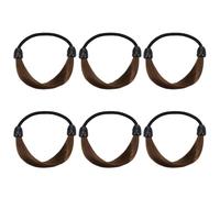 AMUSLESUR Lot de 6 Élastiques à Cheveux pour Postiche, Bandeaux Élastiques Marron Café, Accessoires Coiffure Femmes et Filles, Adaptés Queue de Cheval, Doux et Solide, Usage Quotidien