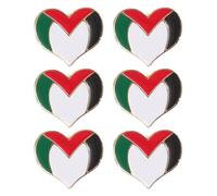 AMUSLESUR Lot de 6 Épingles Drapeau de Cœur, Broches Métal Palestine, Accessoire Patriotique pour Vêtements, Chapeaux ou Paquet, Fixation Épingle Sécurisée, Pins Drapeau National