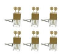 AMUSLESUR Lot de 6 Flacons Diffuseurs D’Huiles Essentielles Aromatiques 8Ml Couvercle en Bois Diffuseur D’Arômes pour Voiture et Toilettes Parfum Naturel et Décoratif
