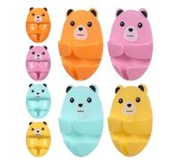 AMUSLESUR Lot de 8 Crochets Adhésifs pour Prises en Plastique sans Perçage Forme D’ours Mignon, Forte Adhérence Cuisine, Salon et Salle de Bain