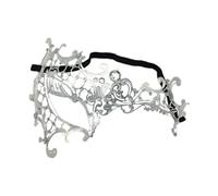 AMUSLESUR Masque de Bal Masqué Vénitien en Métal Blanc Élégant et Léger, Confortable à Porter pour Adultes Lors de Soirées Costumées et Carnavals