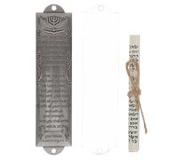 AMUSLESUR Mezouzah Porte en Métal Argenté avec Parchemin, Décoration Vintage Unique pour Porte, Objet Rituel, Style Intemporel et Affichage Élégant