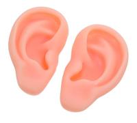 AMUSLESUR Oreilles d'Entraînement en Silicone Souple 5D Teint Clair, Modèle Anatomique Réaliste, Support pour Pratique du Piercing et Exposé de Boucles d'Oreilles