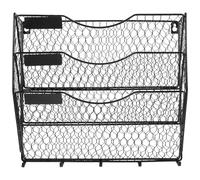 AMUSLESUR Panier Métallique Mural Suspendu à Plusieurs Niveaux, Organiseur de Poches Murales en Fil de Fer, Porte-Documents Mural pour Bureau et Rangement de Magazines, Range Revue Bureau