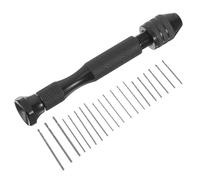 AMUSLESUR Perceuse Manuelle Noire Mini-Ensemble de 20 Mèches Hélicoïdales en Métal Outil Compact pour Perçage Précis de Bijoux Bois Résine et Petits Projets de Bricolage Usage Manuel