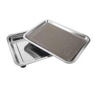 AMUSLESUR Plateau avec Bord Surélevé et Surface Antidérapante pour Éviter Éclaboussures Anti-Goutte en Acier Inoxydable Argenté pour Fontaine à Eau de Chat