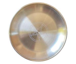 AMUSLESUR Plateau Pentacle Métal Doré Résistant pour Rituel Wicca Accessoire Décoratif Maison et Présent pour Passionnés de Chamanisme