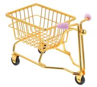 AMUSLESUR Porte-éponge à Maquillage en Fer Forme Chariot Miniature Or, Support Décoratif et Organisateur de Bureau pour Maison ou Café